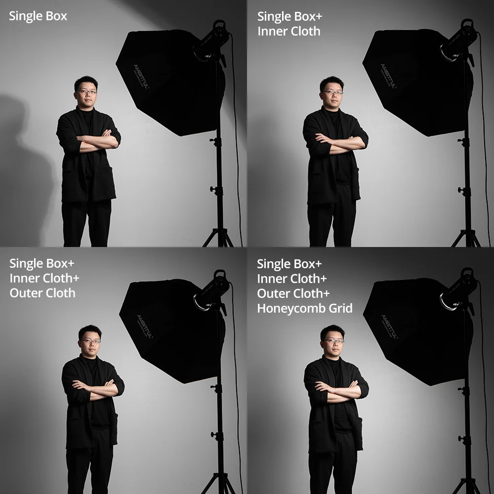 AMBITFUL BW120 120cm Rectangular Octagonal Softbox Reflector Softbox for Bowens Mount Studio Flash Softbox (with grid)