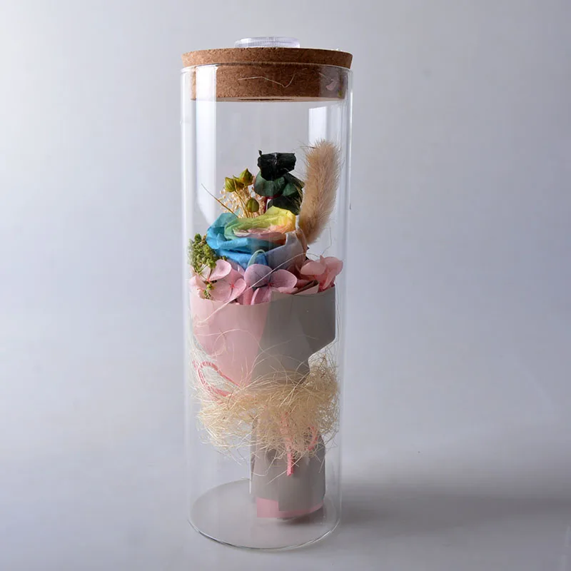 Сияющая Подарочная бутылка для желаний стеклянный купол с сохраненными цветами на День святого Валентина