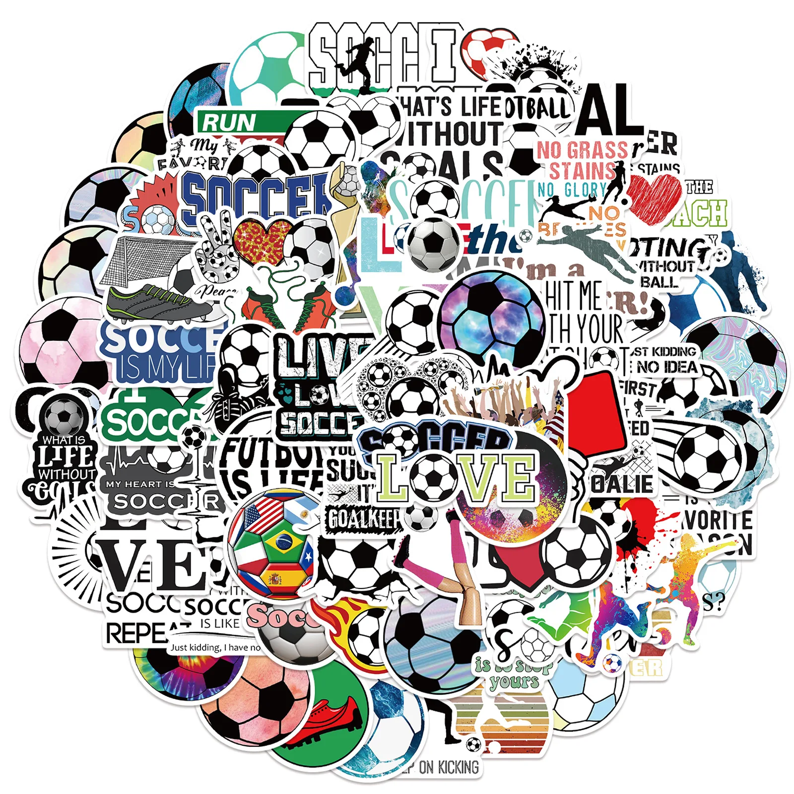 Soccer Stickers No-Duplicate Balls Stickers Waterproof Kids Decorative Stickers
