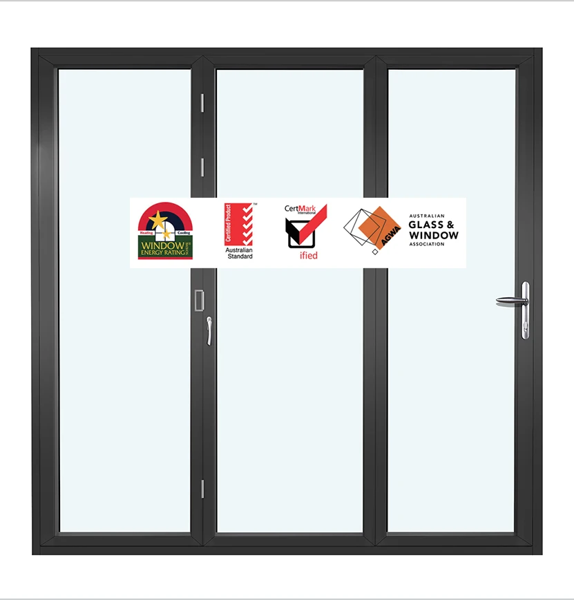 Commercial Residential Patio Bifold Fold Door Sound Proof Aluminium Double Glazed Folding Door For Restaurant