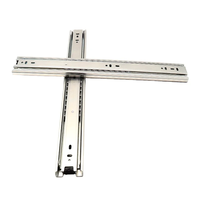 Full Extension Stainless Steel 3 Fold Furniture Hardware Ball Bearing Telescopic Channel Kitchen Cabinet Drawer Slide