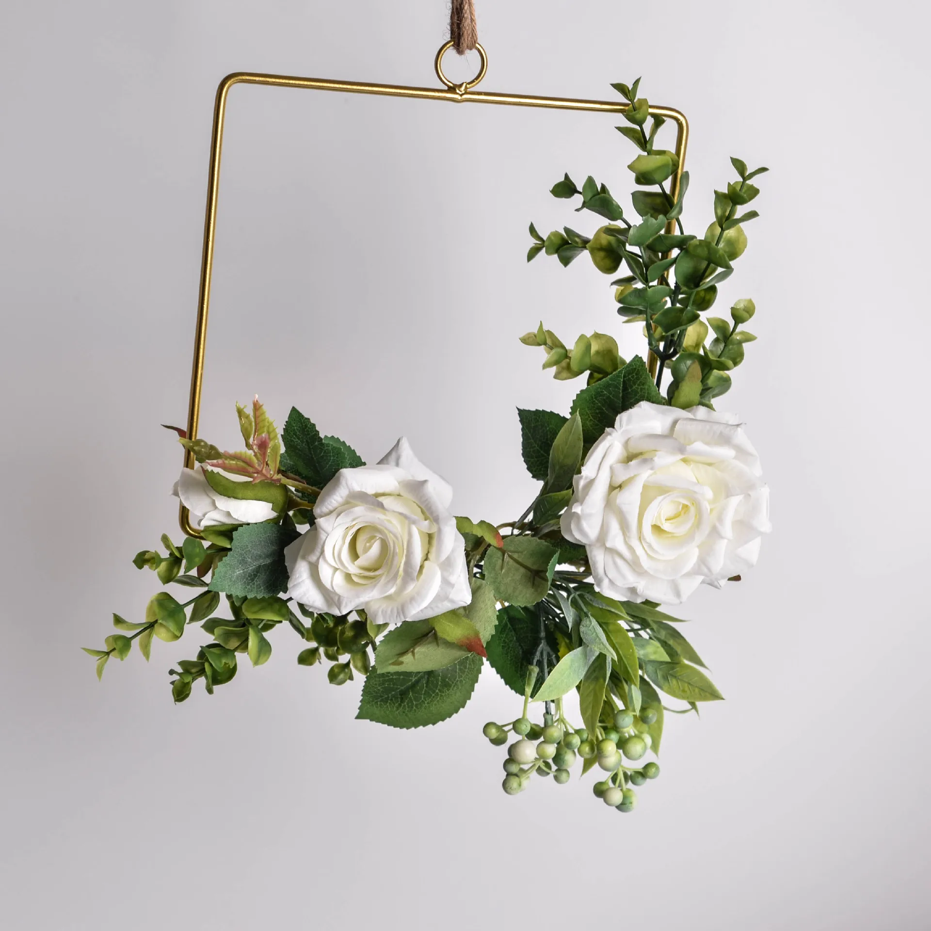 Nordic style creative ins iron geometric garland hemp rope wall hangings pendant