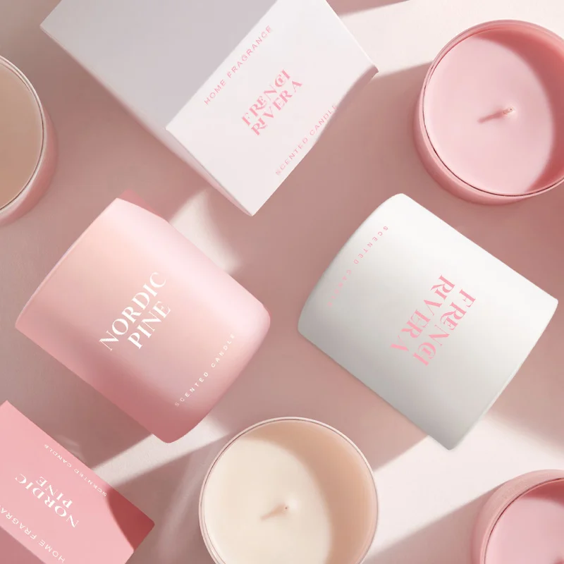 Soy Scented Candles 8OZ 10OZ Custom Scented Candles White Pink Candle Wax Soy Bulk