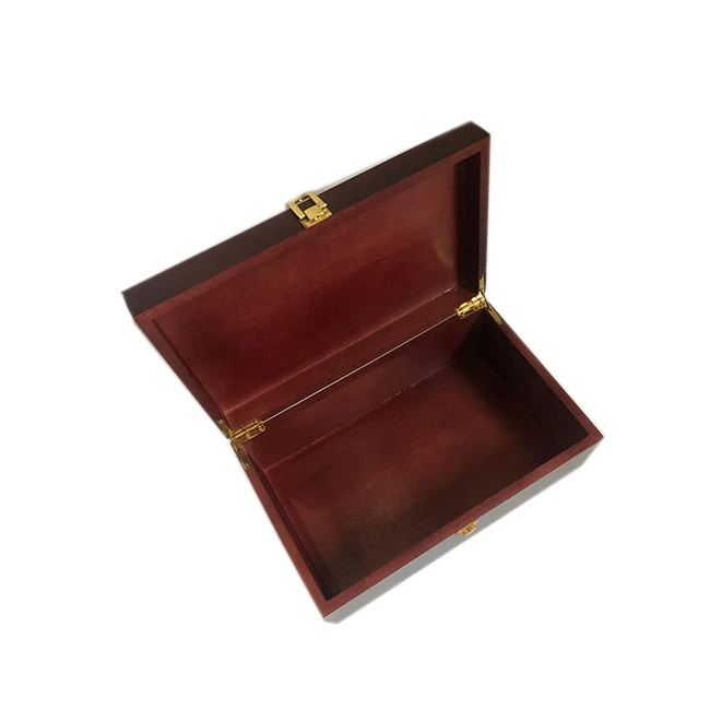 Luxury Red Beech Wood Jewelry Box With Lock