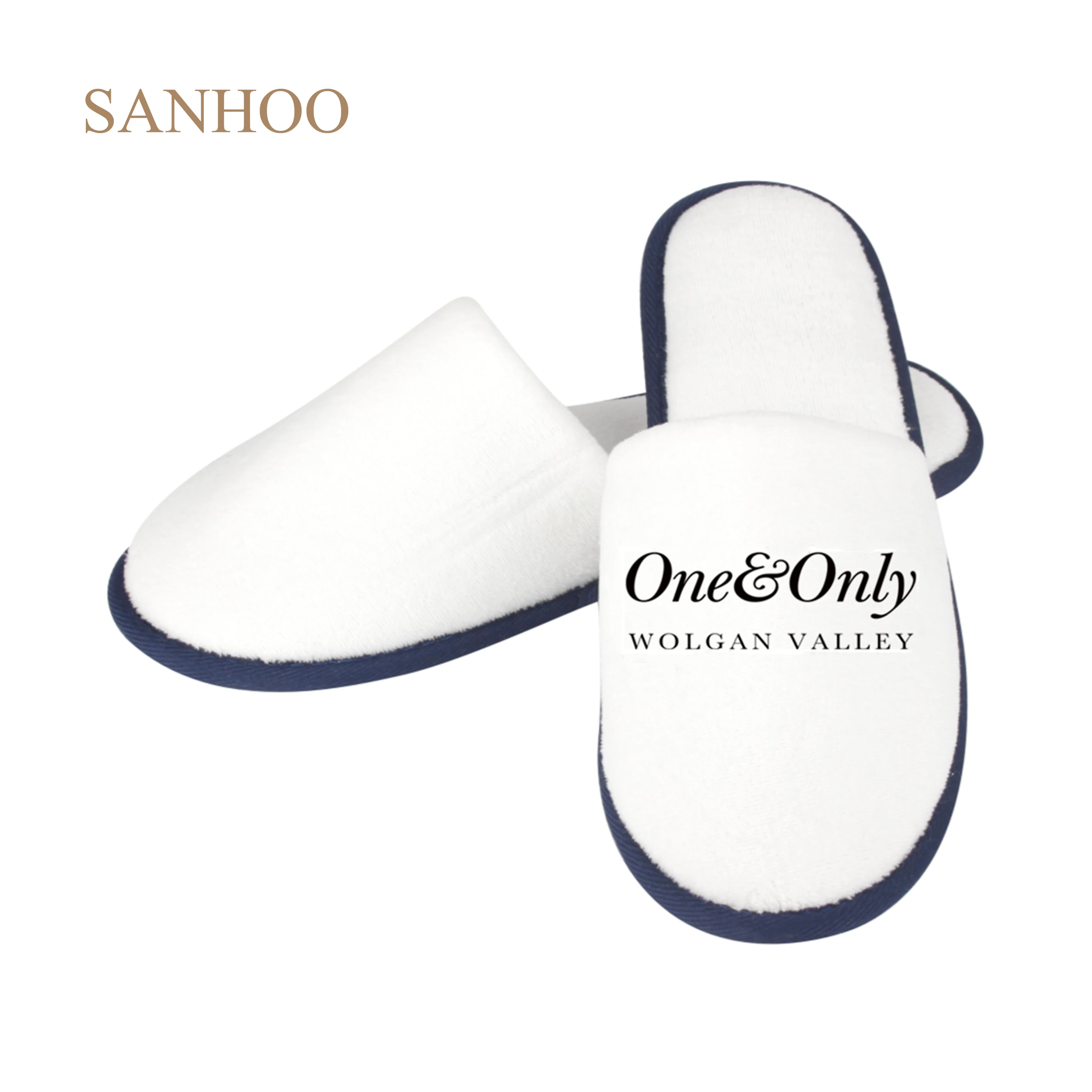 SANHOO Luxury Hotel Disposable Slippers Anti-slip Super Soft Embroidery Logo Slippers Unisex Hotel Slippers