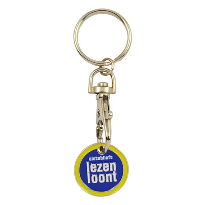 Custom Zink Alloy Trolley Black Silver Token Coin Keyring Metal Shopping Cart Trolley Coin Holder Keychain