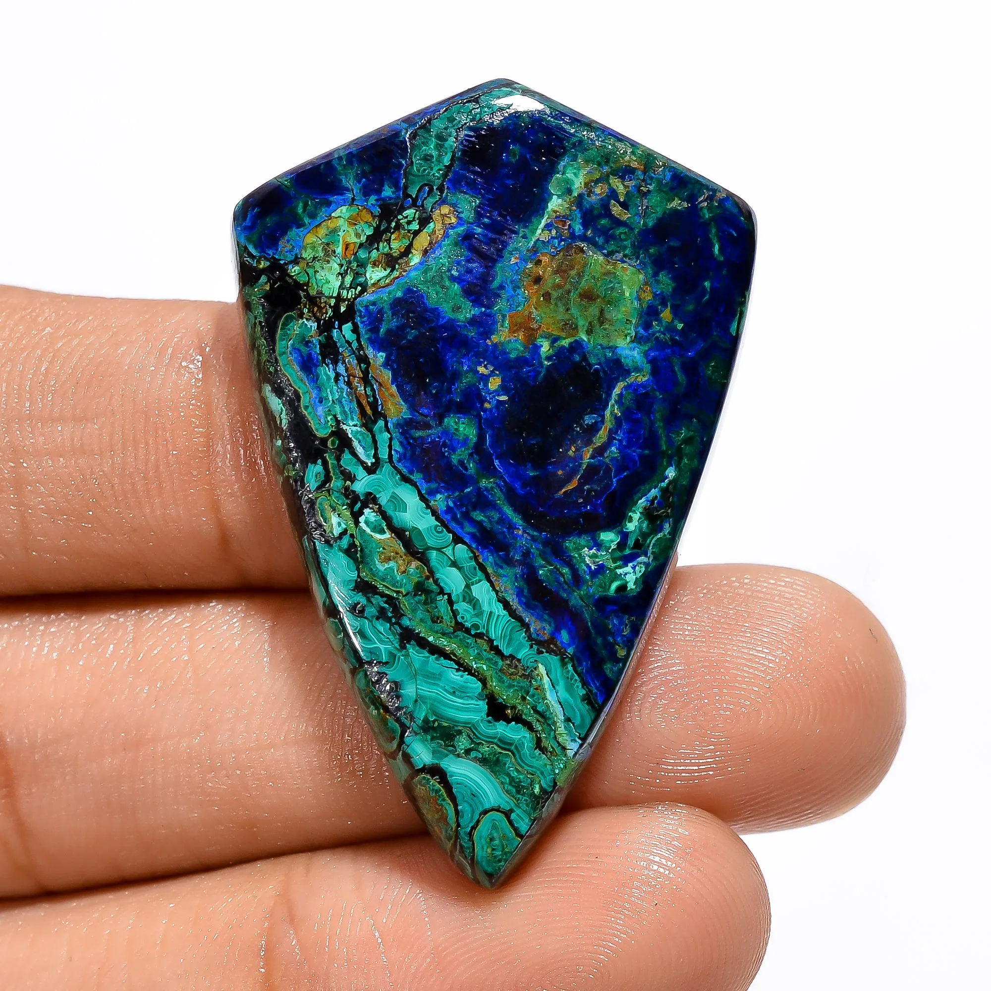 Incredible Top Grade Quality 100% Natural Azurite Malachite Shield Shape Cabochon Loose Gemstone For Making Jewelry 75.5 Ct 41X2