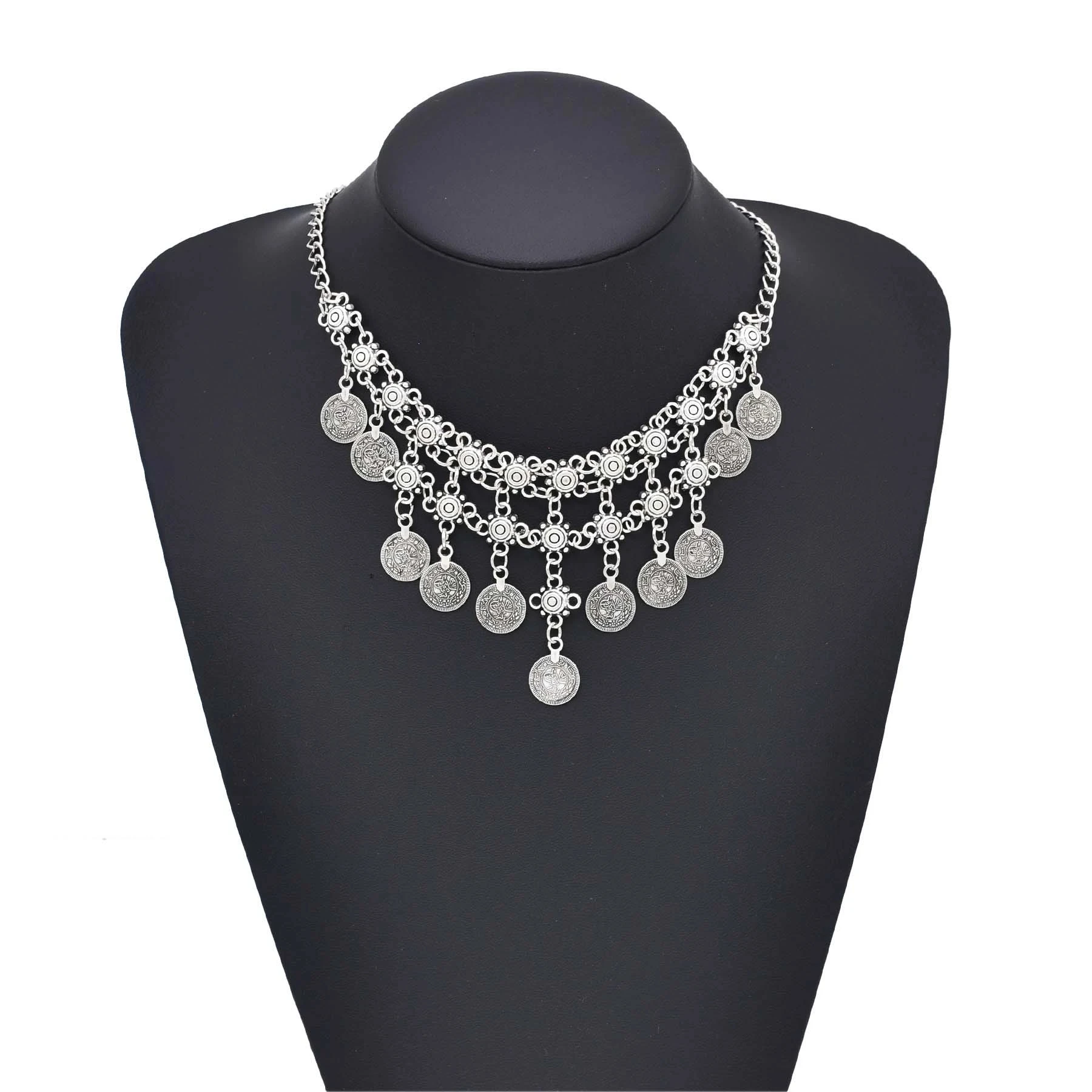 Gypsy Afghan Coin Tassel Necklace for Women Gypsy Beachy Ethnic Tribal Festival Jewelry Turkish Bohemian