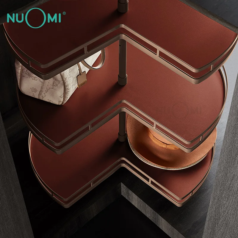 NUOMI HERA Series Home Furniture Fitting Three Tier Rotatable Wardrobe Corner Shelf