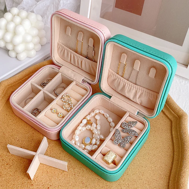 Wholesale Custom Logo Joyeros Pu Leather Portable Small Jewelry Case Travel Jewellery Boxes For Jewelry Ring Necklace Organizer