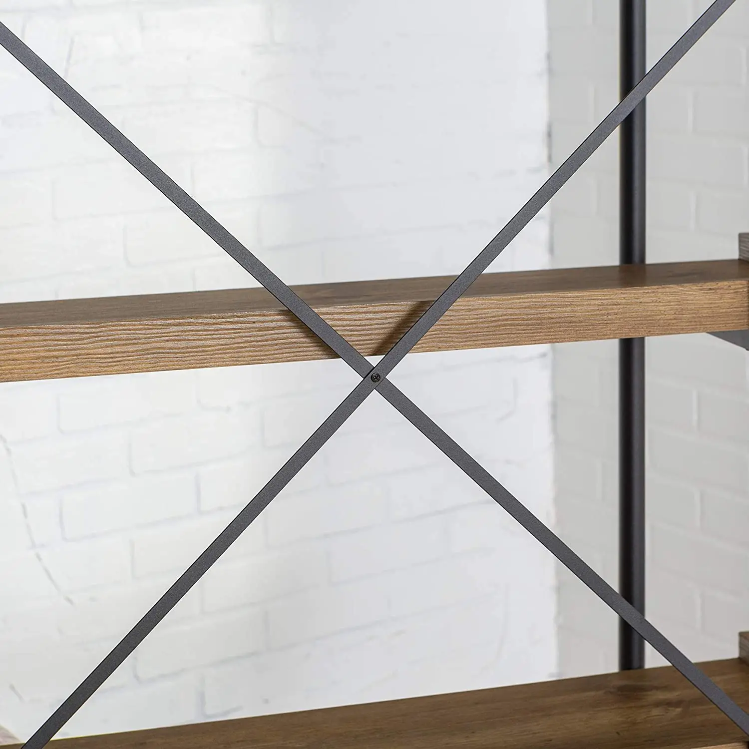 Nordic Style Office Oak Narrow Modular Wall Book Rack Nursery Simple Big Size Metal Wood Industrial Rustic 5-Shelf Bookshelf