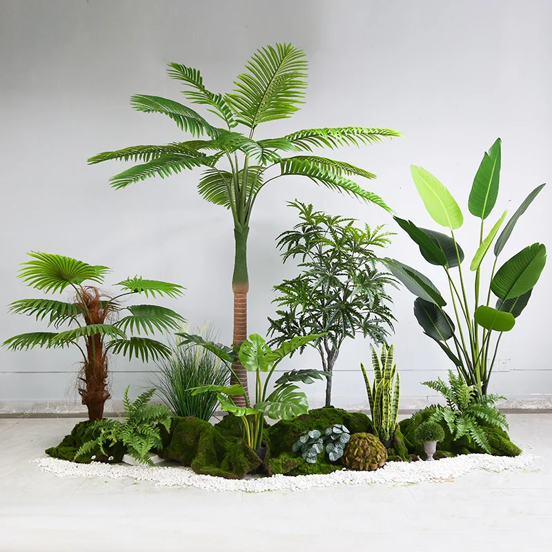 Lifelike Luxury Combination Style Artificial Tree Potted Bonsai Artificial Plant for Indoor Restaurant Hotel Office Decor