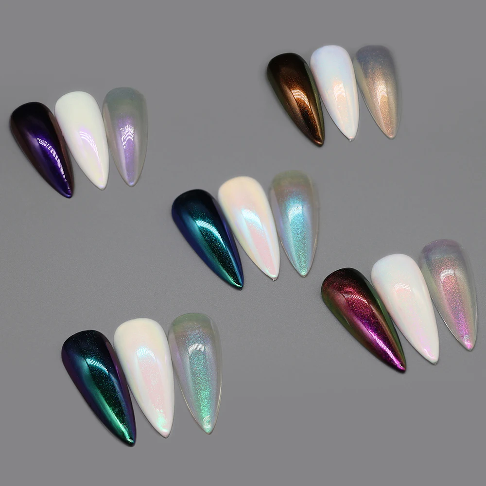Neon Aurora Effect Moonlight Powder Metallic Texture Laser Fine Holographic Powder Nail Art Chrome Mirror Powder