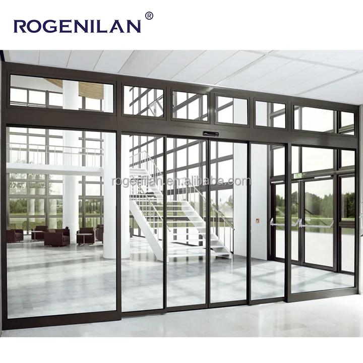Modern Commercial Automatic Sensor Door Electric Aluminium Alloy Sliding Glass Door Retractable Double Hollow Glass Sliding Door
