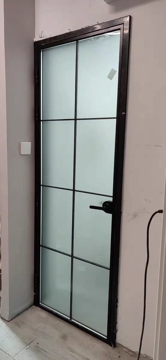 Aluminum new grill door designs interior use metal frame room glass casement/swing door