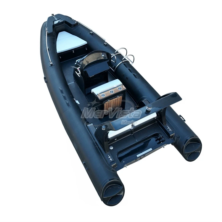 NEW 5.8m semi-rigid speed boat Hypalon pvc fiberglass inflatable boat with cup holders and C-shape ladder