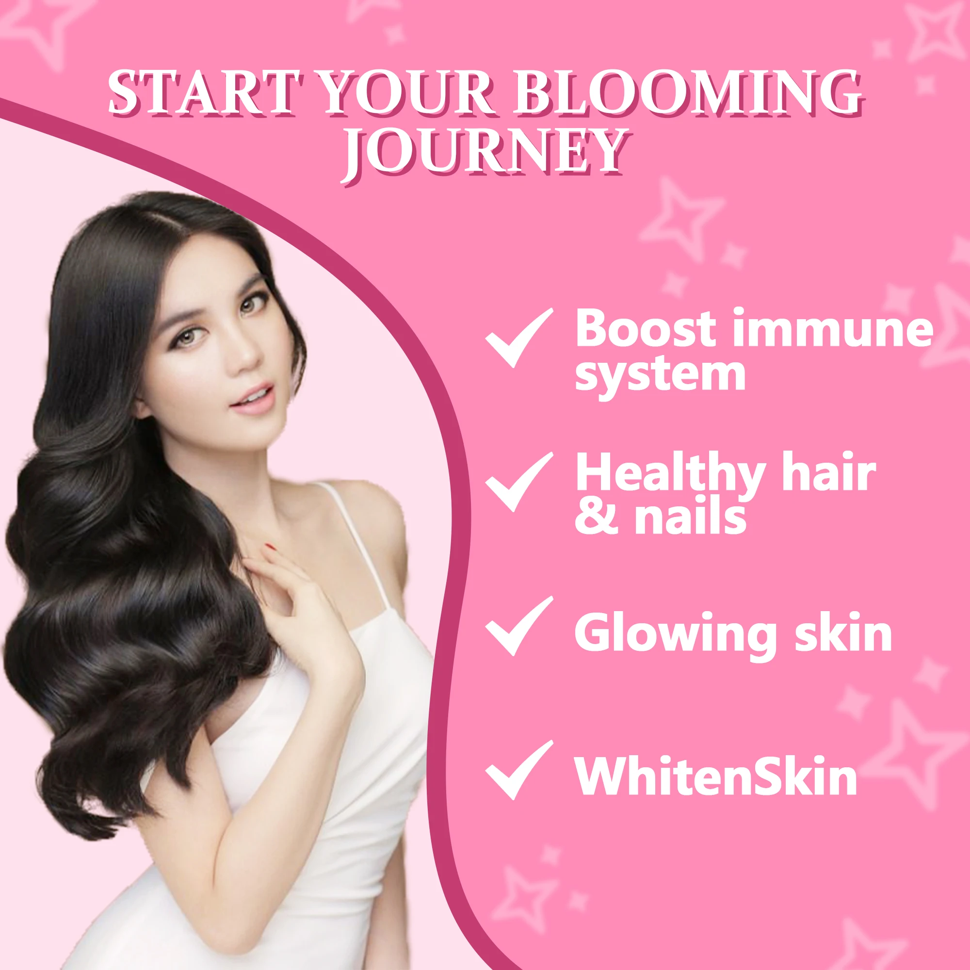 Private Label  Hair Growth and Healthcare Supplements OEM Private Label Supplements Vegan Collagen Vitamin C E Skin Whitening