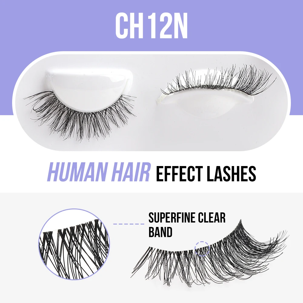 Wholesale faux cil clear band Human hair strip lashes Black Mixed Brown Transparent clear band False full strip eyelashes