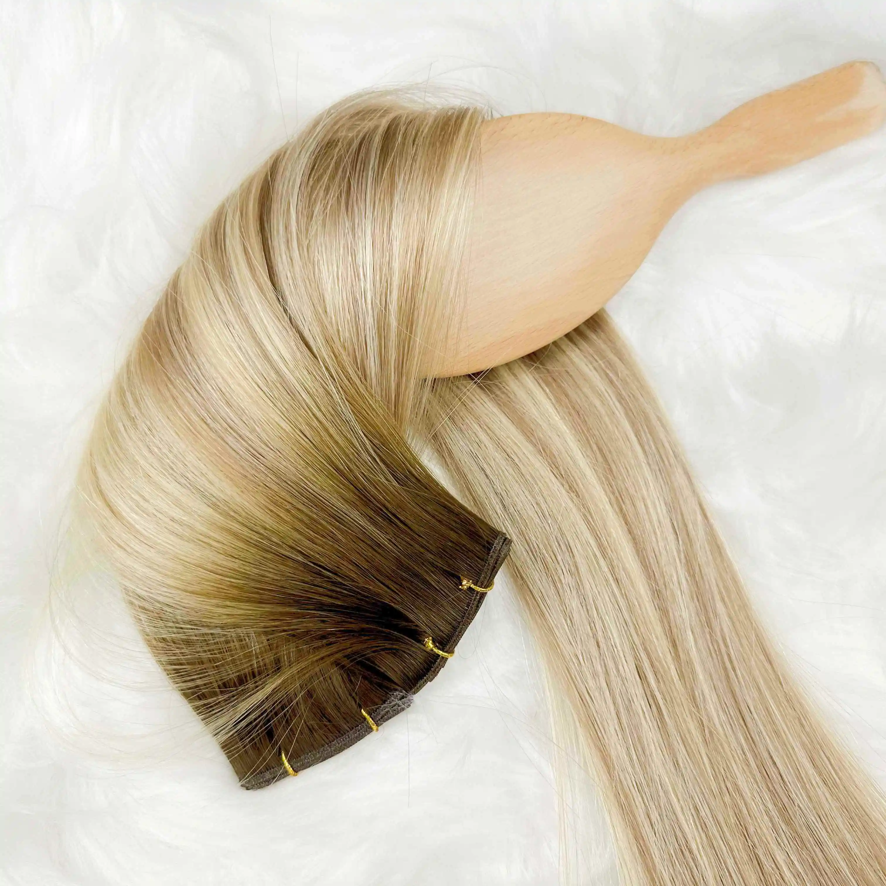 Super Thin&Light Invisible&Comfortable Remy Russian human hair extensions Color block Genius Weft hair extensions