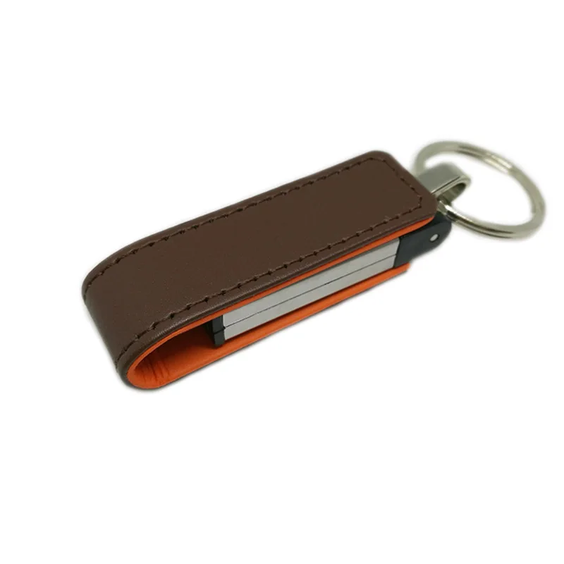 Luxury Genuine Leather USB flash memory drive PU leather usb flash drive with embossed logo leather keychain usb drive 2.0