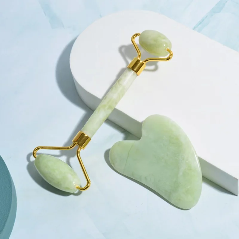 Fast delivery green jiacui gua sha jade roller derma roller quartz In stock shipping in 24 hours