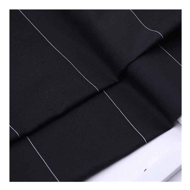 Skin friendly 110gsm 98% Cotton 2% polyester black color  Fabric with white stripe