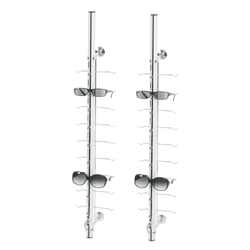 Wall Mounted 12/14/16/18pcs Sun Glasses Display Rack with Lock Optical Eyeglass Display Rods Locking Eyeglass display