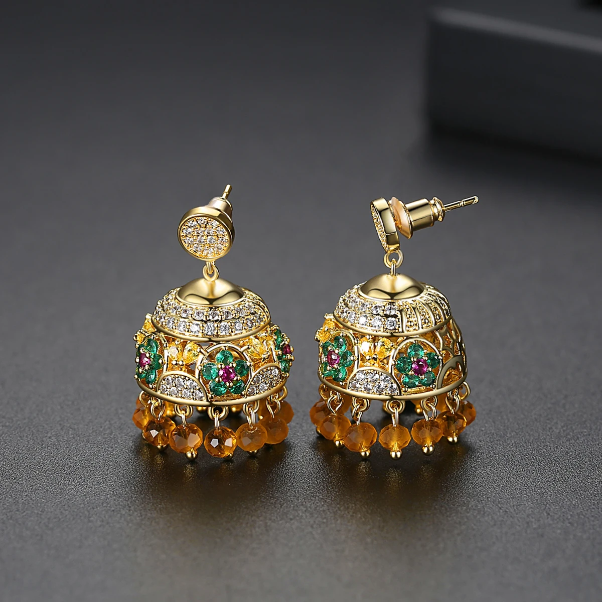 
LUOTEEMI Zirconia Tassel New Designs Gold Jhumka Earring New Design Gold Jhumka Earrings 