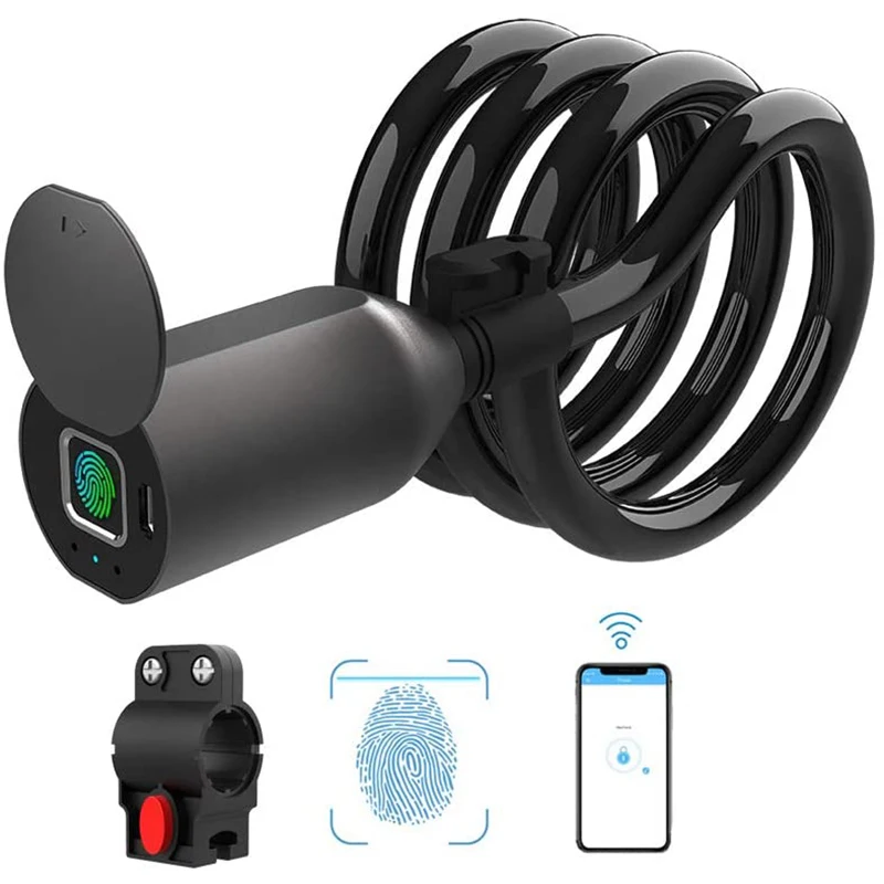IP65 Waterproof APP Control Smart Cable Fingerprint Bike Lock for Motorbike/ Scooter/ Bicycle