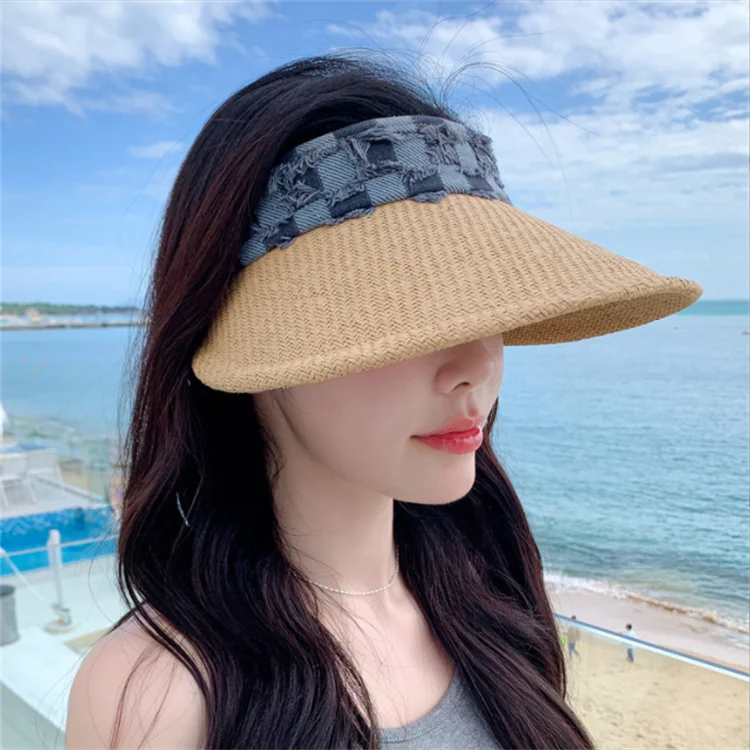 Female empty top big eaves hat travel sun protection hair hoop cap