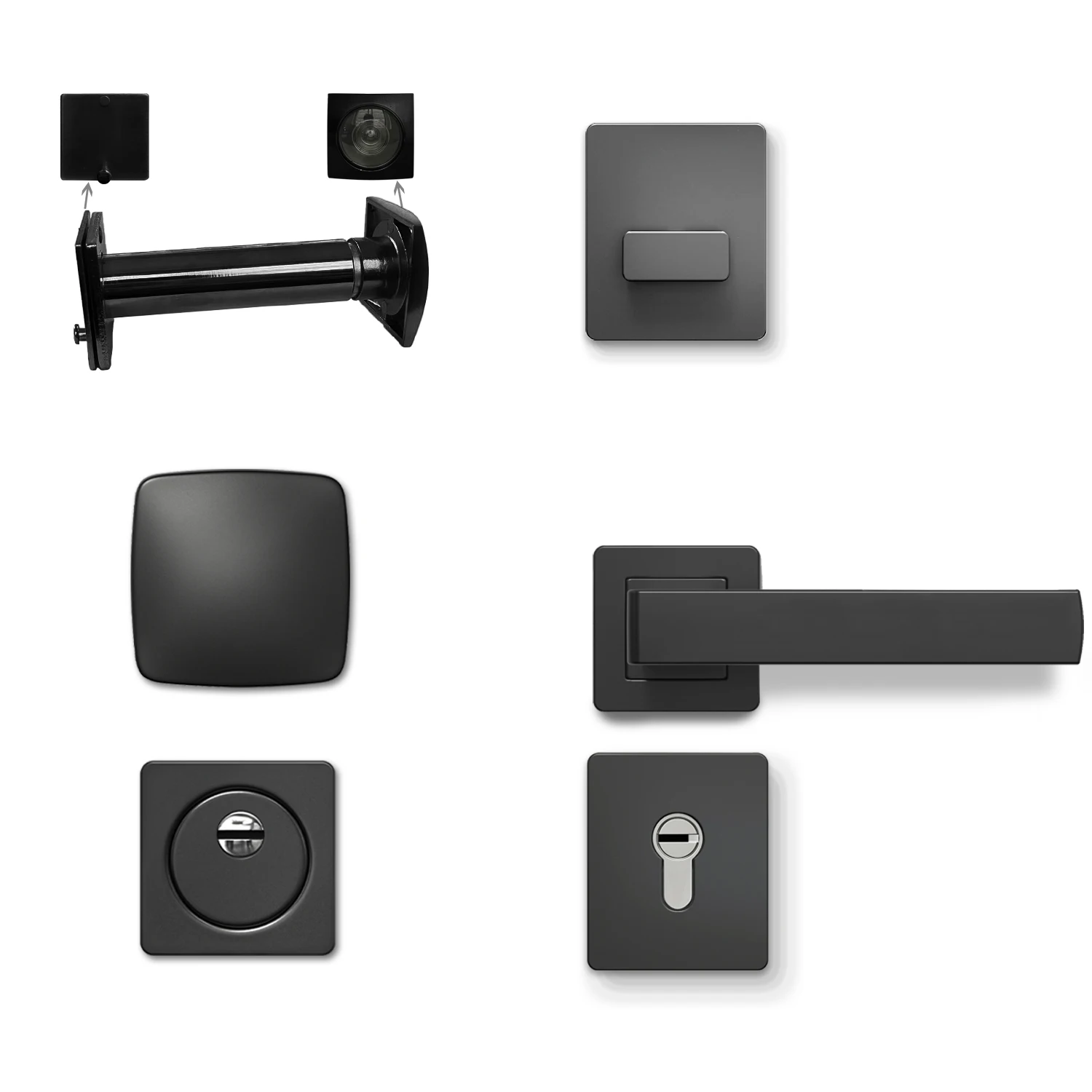 Black door handle set interior door handle kit latch square door hardware
