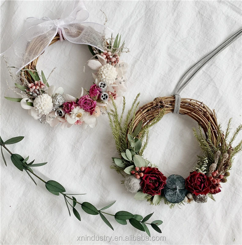 Wholesale DIY Material Package Small Dried Garland Flowers Wreaths Garland Grapevine Christmas Wreaths