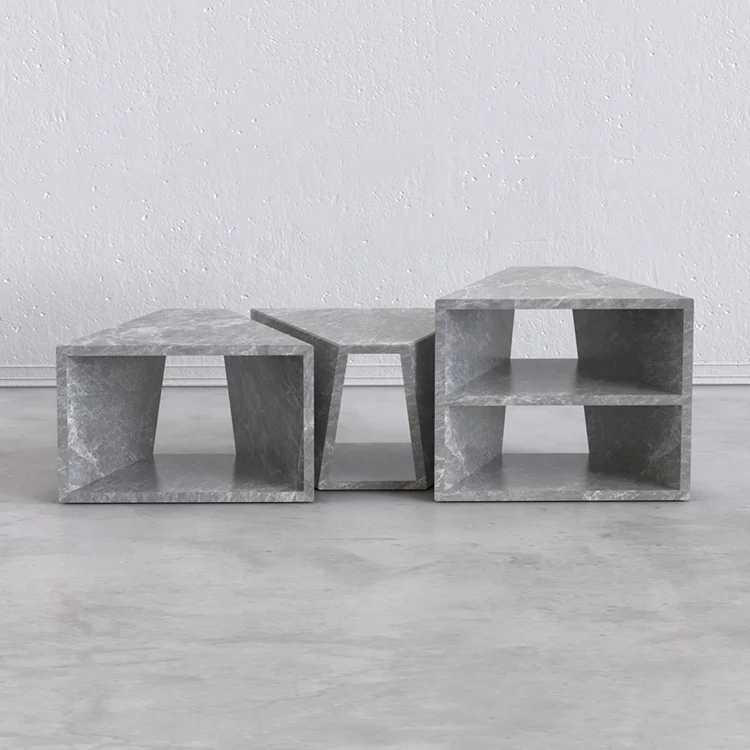 European Coffee Table Set of 3 Living Room Stone Table Marble Furniture