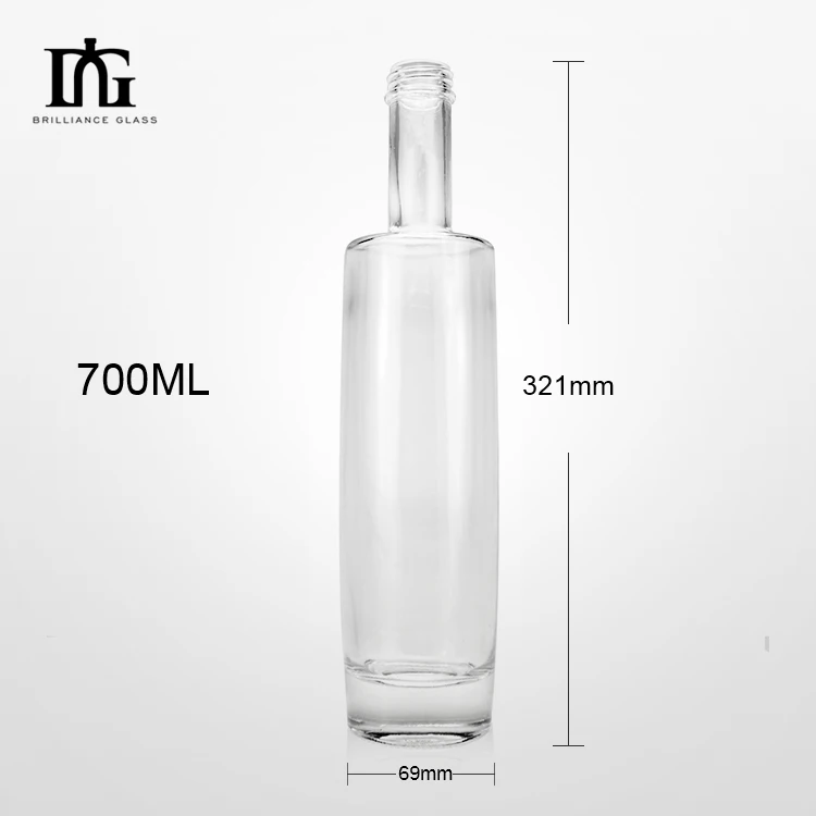 Wholesale High Quality 500ml 700ml 750ml Glass Bottle Liquor Bottle Empty Transparent Brandy Bottle Tequila with Cork