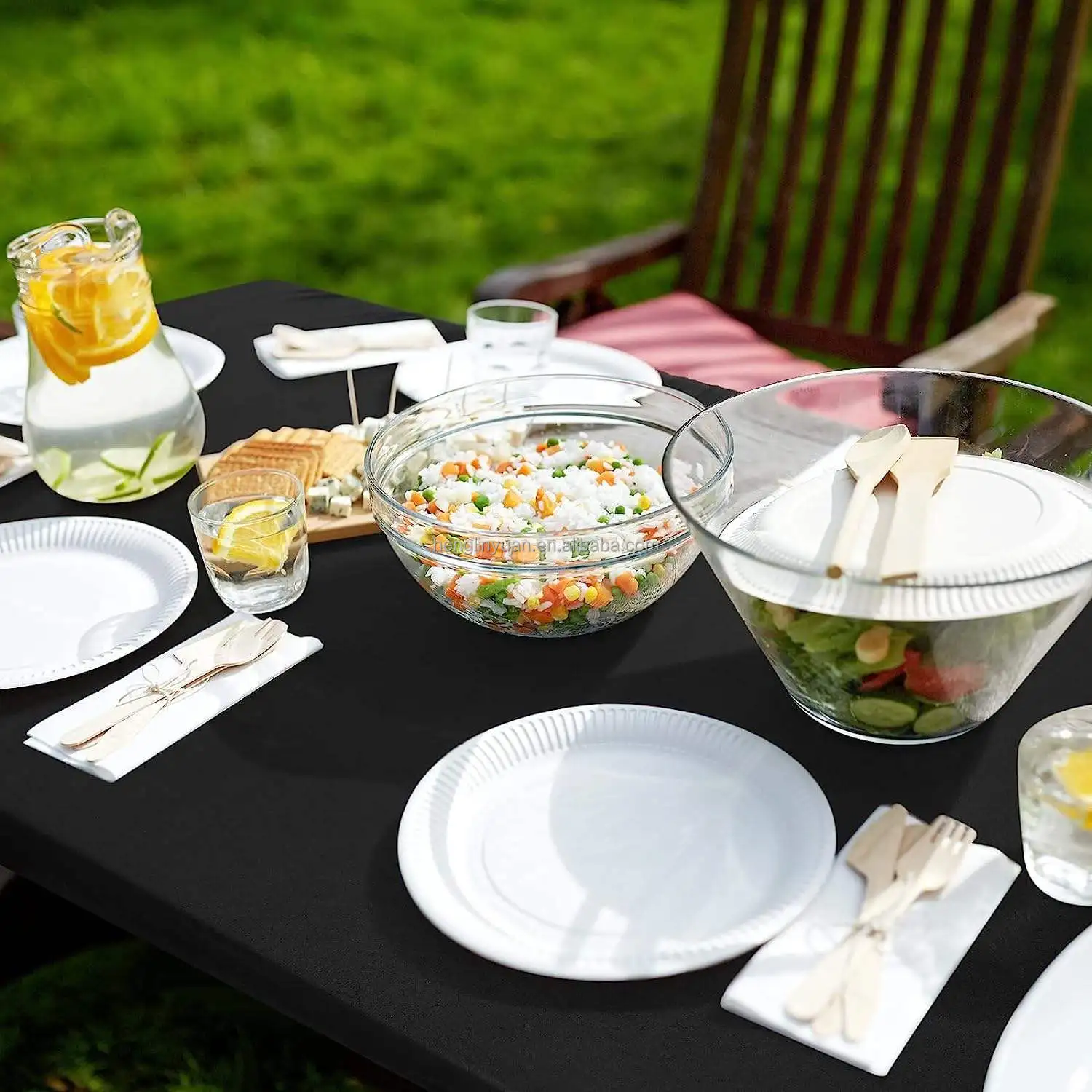 Folding Table Plastic Waterproof Tablecloth Picnic Vinyl Flannel Backed Elastic Corner Fitted Table Cover For Rectangular Tables