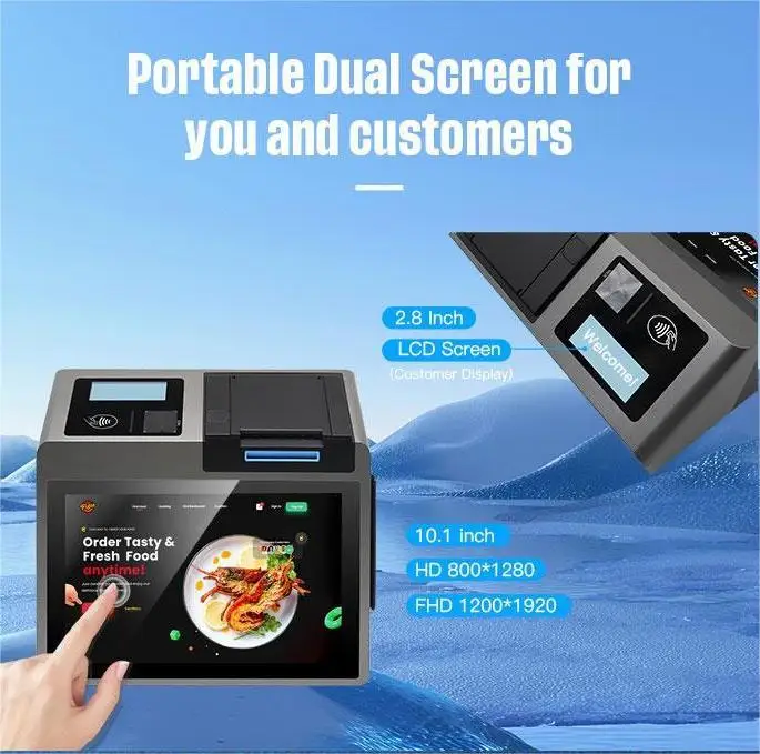 Best quality Z100 ODM touch screen pos equipment 10.1 inch android tablet biometric device machine for restaurant