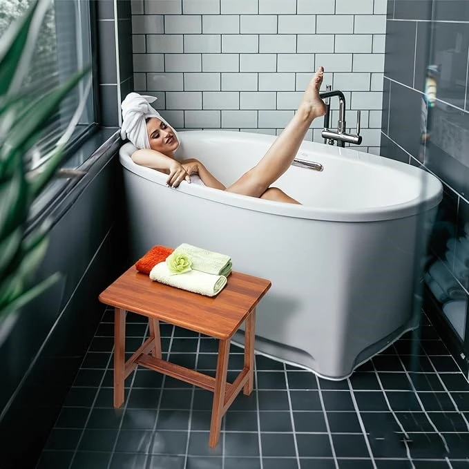 High Quality Rectangular Acacia Wood Stool Small Bench Seat Small End Table Stool