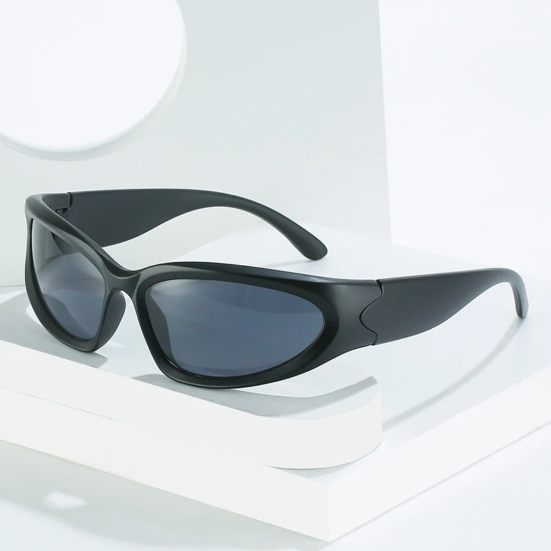 Vintage Flash Sunglasses Women Oval Wrap Sports Sun Glasses Mirrored UV400 Driving Cycling Glasses Dark Futuristic Shades 20896