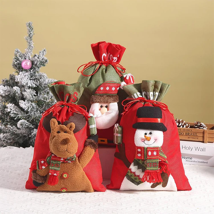 2024 Factory Price Christmas Gift Bag Snowman Children Gift Decoration Candy Gift Bag for Business