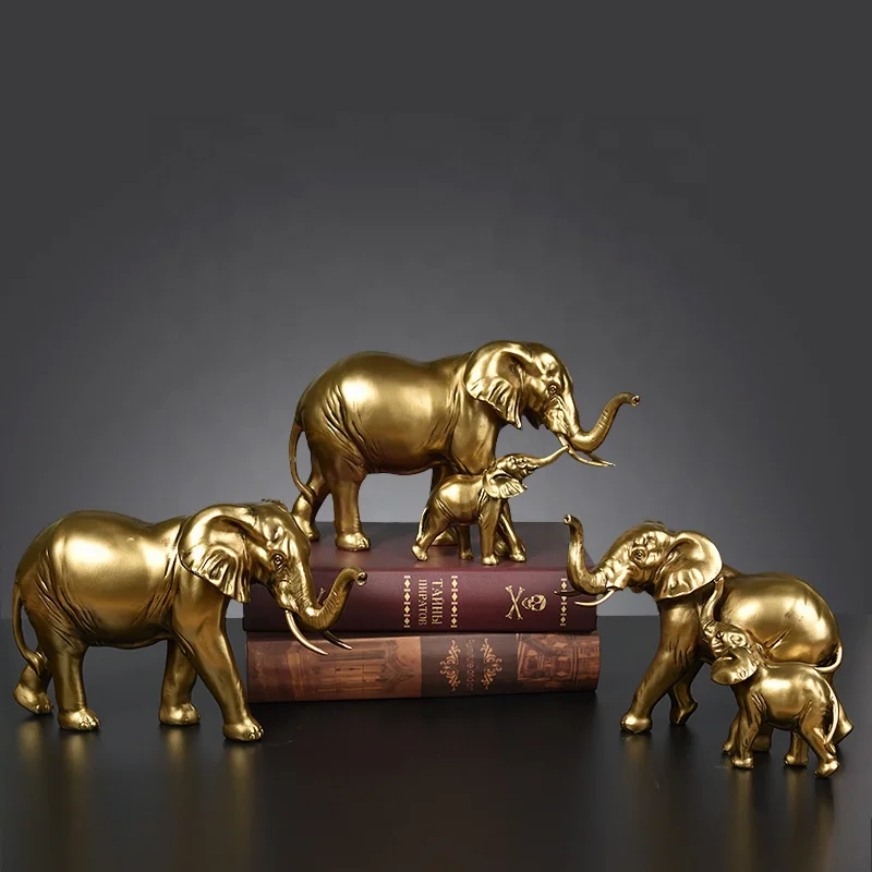 Wholesale handmade  figurine resin large golden elephant statue sculpture decoration home