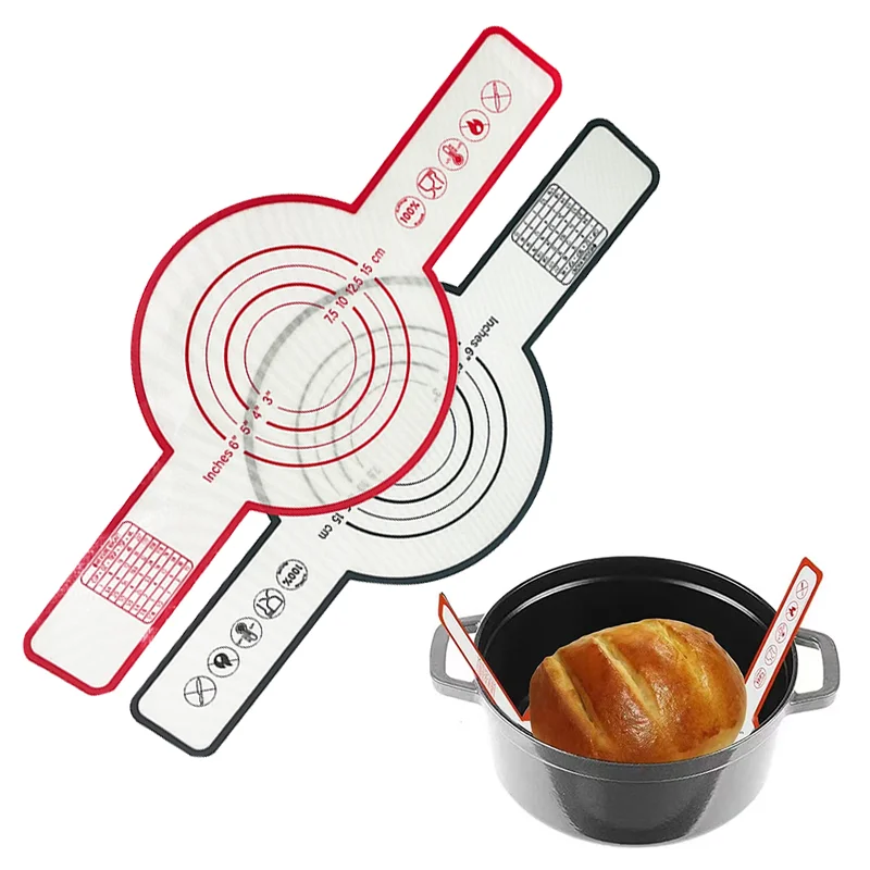 Syh1076 Silicone Baking Mat for Dutch Oven Sourdough Bread Baking Mat with Long Handle 0.4 MM Silicone Bread Sling