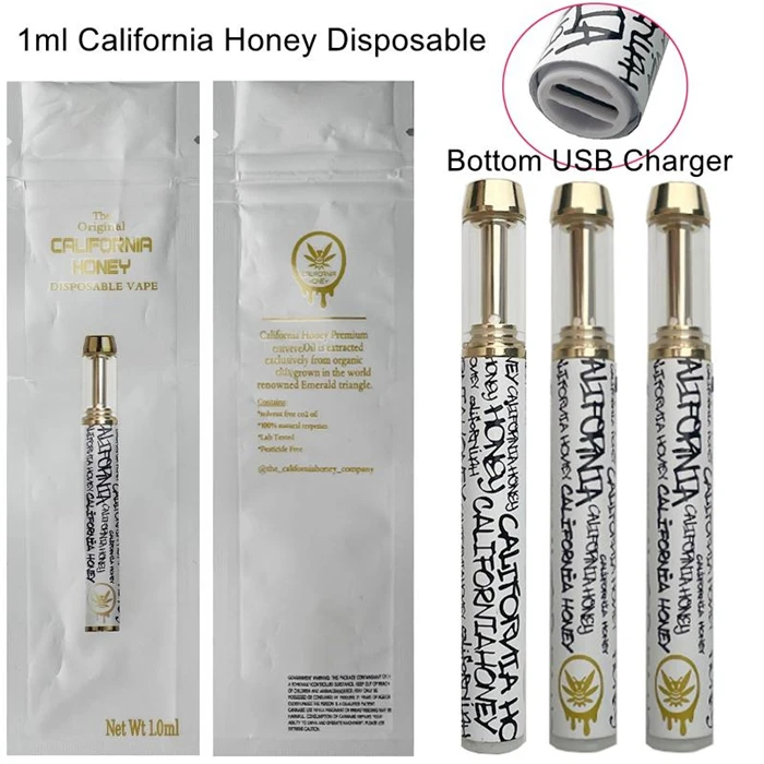 Одноразовая ручка вейп перезаряжаемый 1 мл распылитель тележки California Honey парогенератор CBD