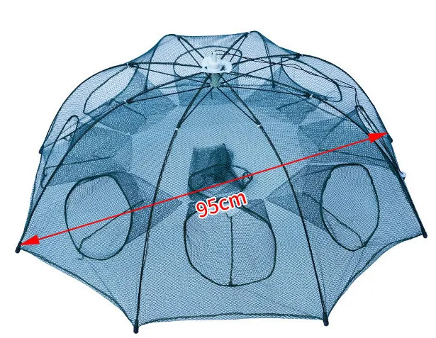 4/6/ 8/12 Holes Cheap Nylon Umbrella Floater Nylon Drop Crab Fishing Net Trap Circular Crab Net Trap