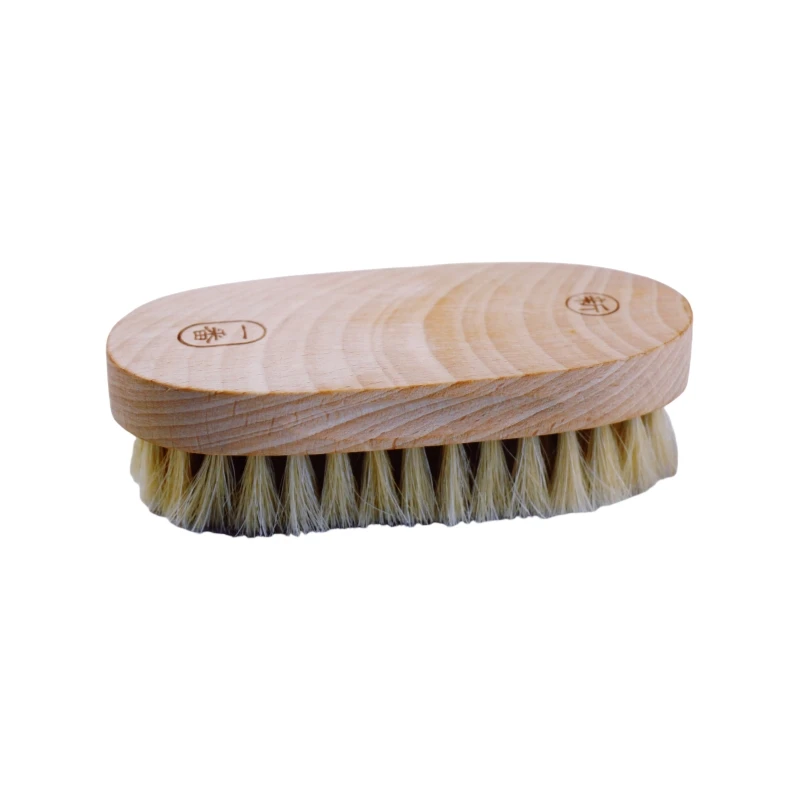customized Soft Horse Hair Bristle Natural Wooden Small Shoe Cleaner Brush