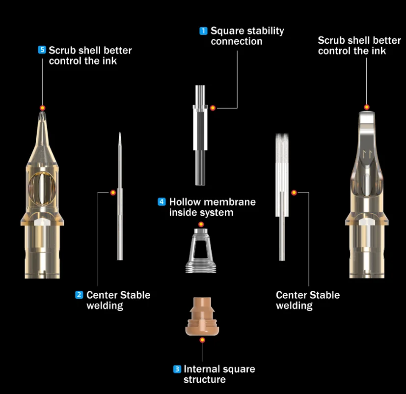 Ambition Tattoo Needles Cartridge bugpin 0.35mm RL/M1/MC Professional Semi-Permanent Eyebrow Lip Makeup Needles For Tattoo