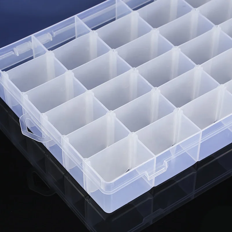 36-Compartment Rectangular Plastic Storage Box Modern Adjustable Compartments Clear Transparent Jewellery Gadgets Storage Box