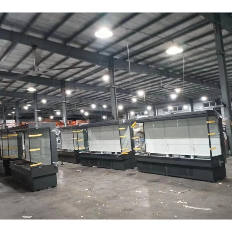 Supermarket 2.5m Large Refrigerated Showcase for Fruit Vegetable Display Freezer Chiller Commercial Air Curtain Refrigerator