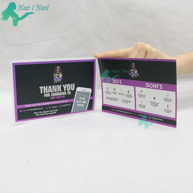 Открытки для ухода за волосами с индивидуальным дизайном, поздравительные открытки с логотипом для наращивания волос