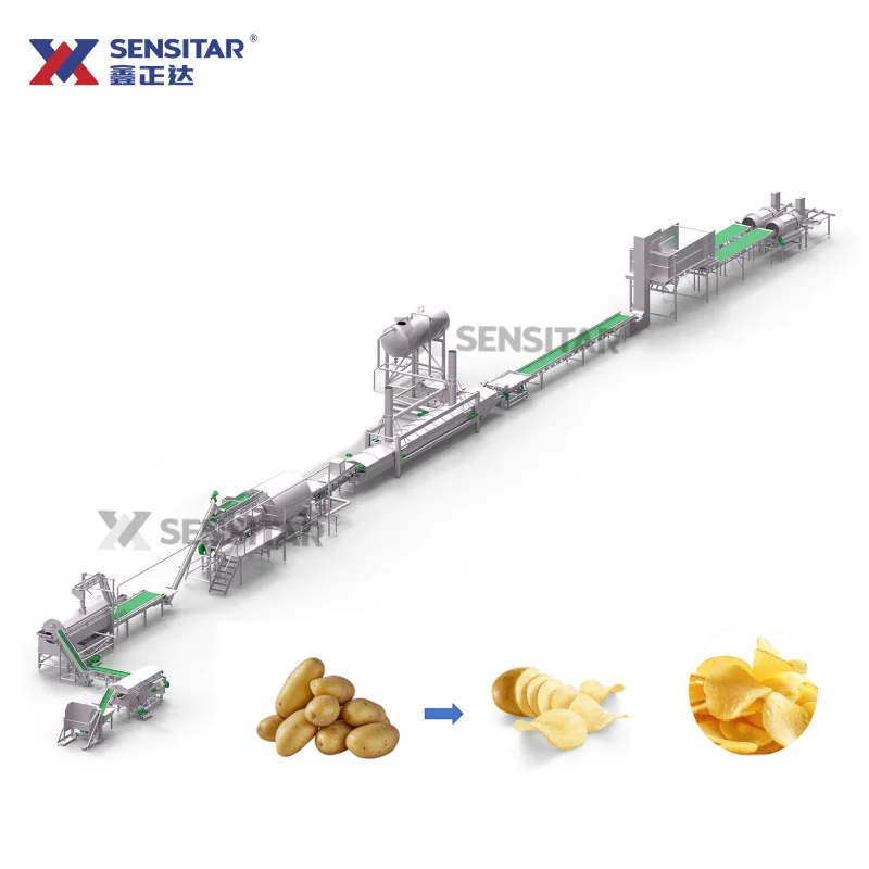 Potato Powder 100-2000kg/h Stackable Potato Chips Making Machine industrial potato chips production line