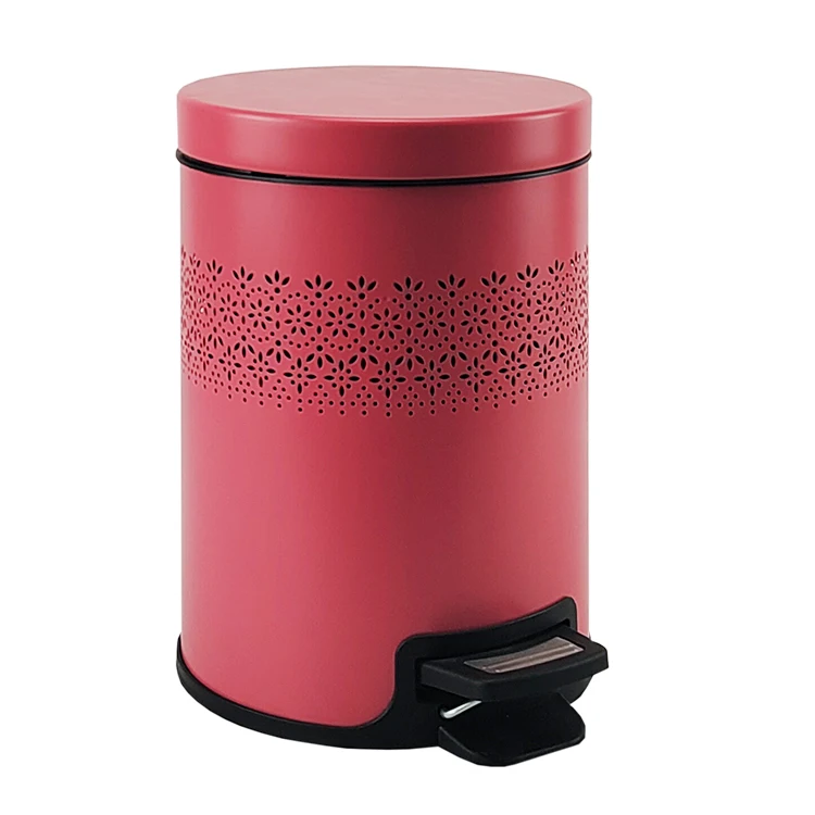 BX metal pedal bin round step trash with lid kitchen small garbage can waste bucket for bathroom